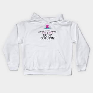 Huntin’ Fishin’ Shootin’ & Boot Scootin’ Cowgirl Boots Kids Hoodie